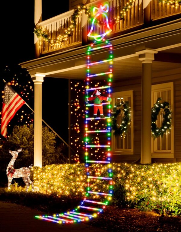 Eambond Decorações de Natal luzes de escada ao ar livre com Papai Noel, enfeites de LED gigantes de Natal para quintal de Natal, decoração de navidad para janela interna de árvore (3,4 ਮੈਨੂੰ 350