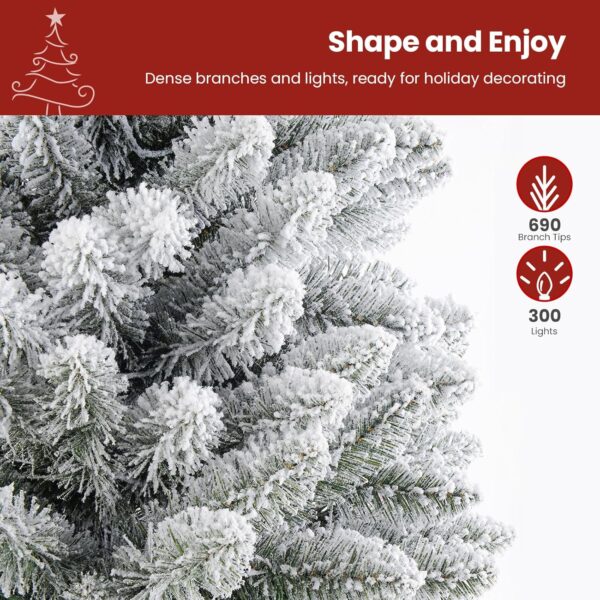 SHAreconn 7.5ft Prelit Snow Flocked Artificial Hinged Slim Pencil Christmas Tree with Warm White Lights, ਫੁੱਲ ਬ੍ਰਾਂਚ ਟਿਪਸ, ਕ੍ਰਿਸਮਿਸ ਛੁੱਟੀਆਂ ਲਈ ਸੰਪੂਰਣ ਵਿਕਲਪ ਸਜਾਵਟ, 7.5 FT, ਫਲੌਕਡ ਹਰੇ - Image 4