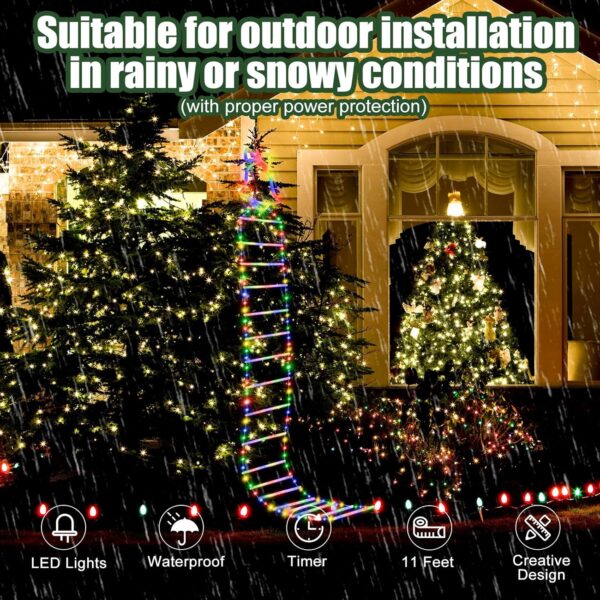 Eambond Decorações de Natal luzes de escada ao ar livre com Papai Noel, enfeites de LED gigantes de Natal para quintal de Natal, decoração de navidad para janela interna de árvore (3,4 ਮੈਨੂੰ 350 - Image 6