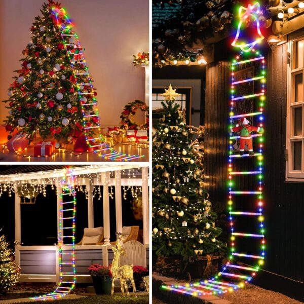 Eambond Decorações de Natal luzes de escada ao ar livre com Papai Noel, enfeites de LED gigantes de Natal para quintal de Natal, decoração de navidad para janela interna de árvore (3,4 ਮੈਨੂੰ 350 - Image 5