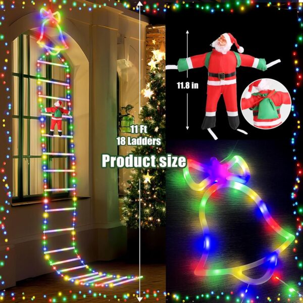 Eambond Decorações de Natal luzes de escada ao ar livre com Papai Noel, enfeites de LED gigantes de Natal para quintal de Natal, decoração de navidad para janela interna de árvore (3,4 ਮੈਨੂੰ 350 - Image 2